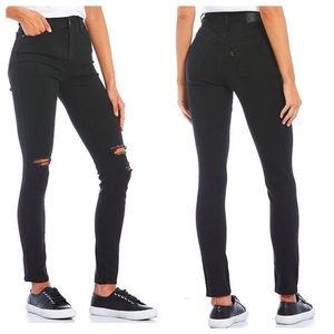 Levi’s 721 High Rise Skinny Distressed Knee Jeans Women’s Size 26 Washed Black.